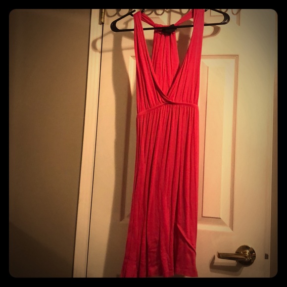 None Dresses & Skirts - Pink cotton halter beach dress